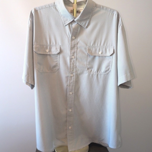 Kenneth Cole Reaction Other - Kenneth Cole Reaction Button Down Men 3X White Blue Grid Stretch Short Sleeve